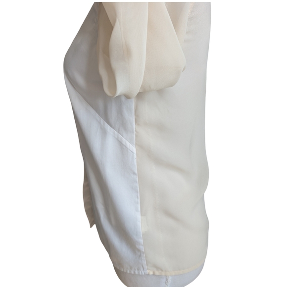 J Brand White Cotton Sheer Contrast Sleeve Blouse XS - Picture 11 of 16
